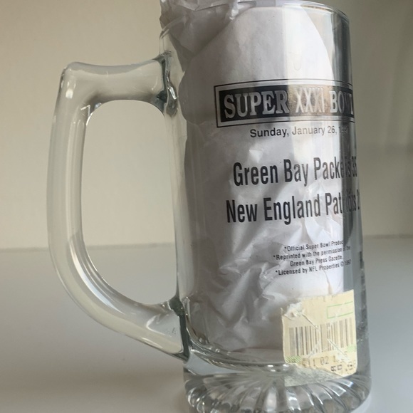 Green‎ Bay Packers victory glass mug. 1997 Official Super Bowl XXX1 Product. - Picture 6 of 10